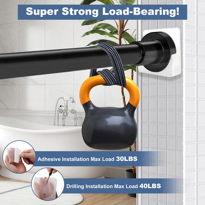 YNL 2 Pack Adhesive Shower Rod Holders  Transparent Rod Retainer | Never Fall Down Shower Tension Rod Holders for Wall(Rod Not Included) - Image 3